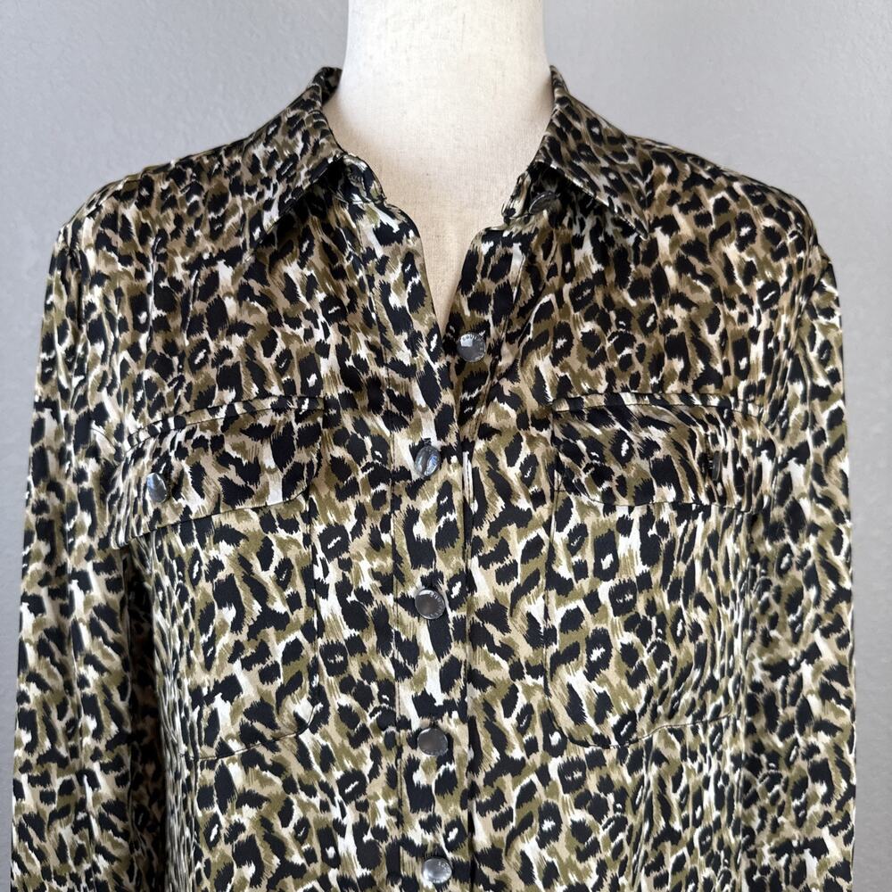 Equipment Womens Lenora Midi Maxi Shirt Dress Size M Animal Print Long Sleeve - Picture 2 of 10